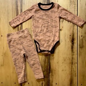 Peekaboo Matching Dino Onesie & Pants Set